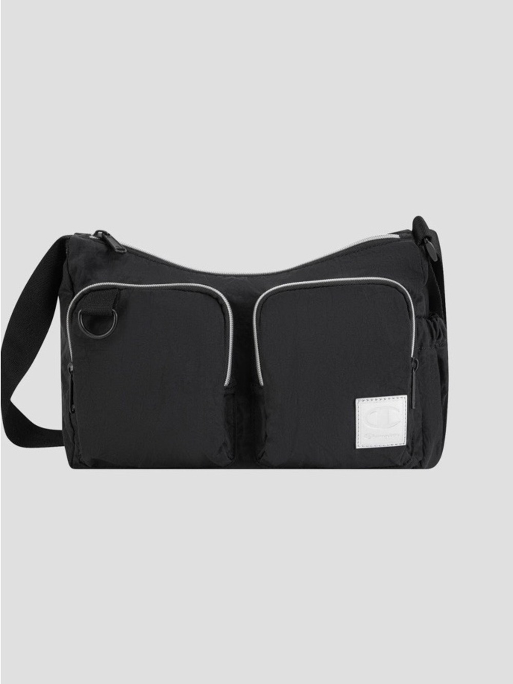 Champion Black Messenger Bag with White Logo Patch